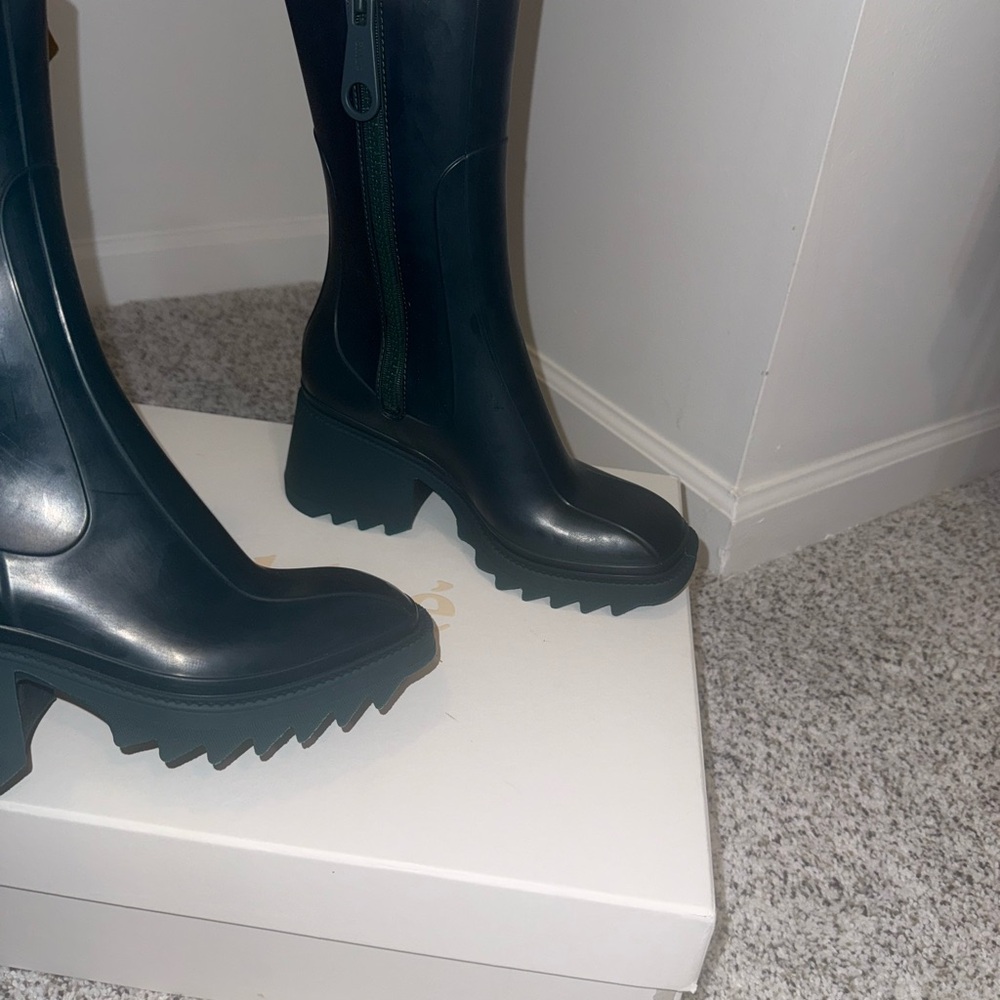 Chloe Dark Green Knee-High Rain Boots